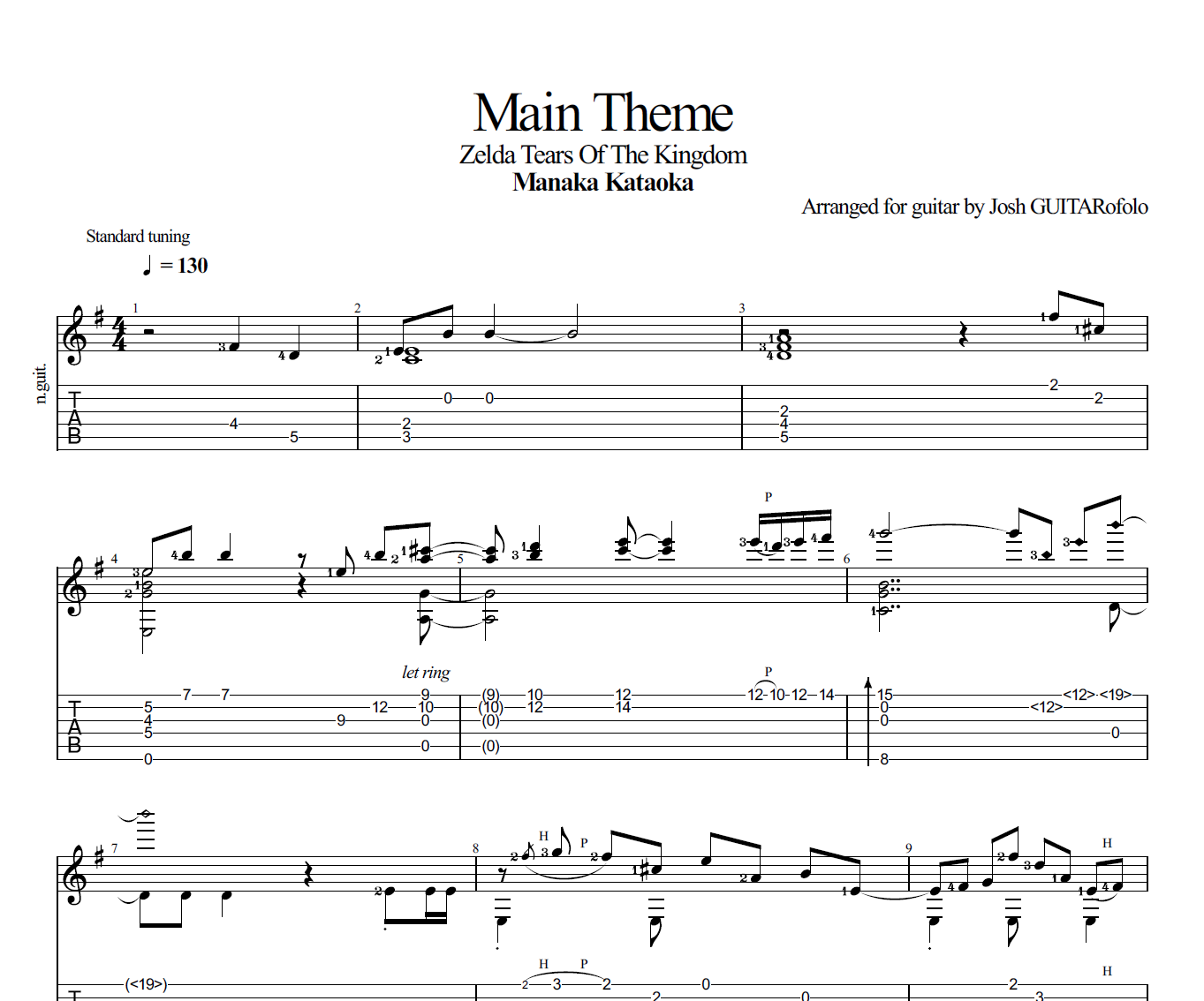 Zelda Tears Of The Kingdom - Main Theme (Guitar Tabs) — Josh Garofolo